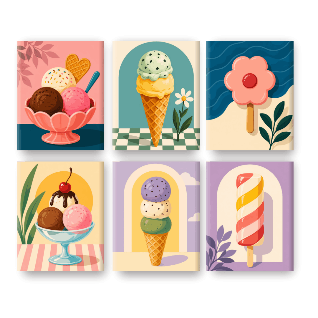 6 Mini Paintings | Ice Pop Dreams Set