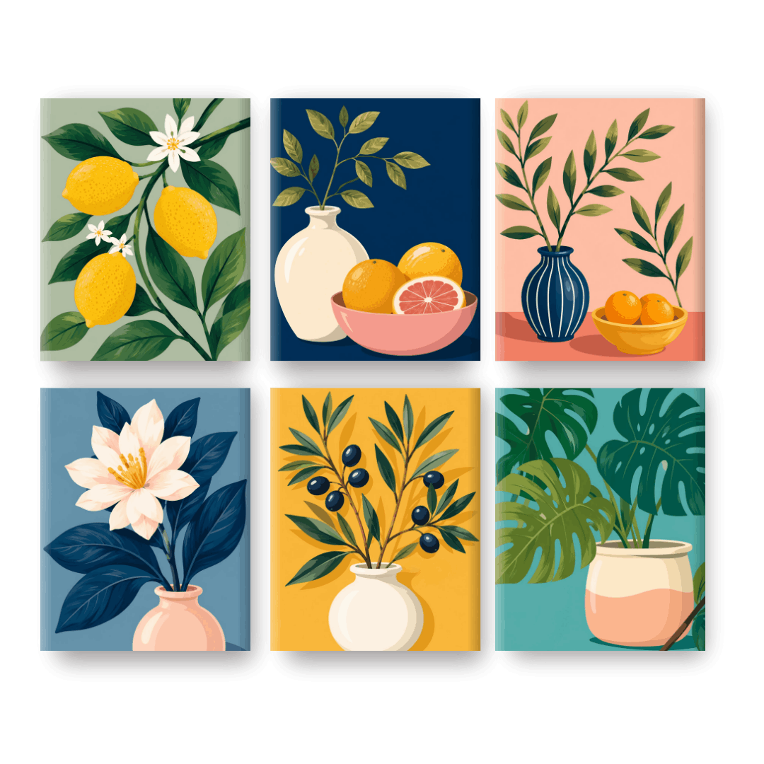 6 Mini Paintings | Olive Branch Set