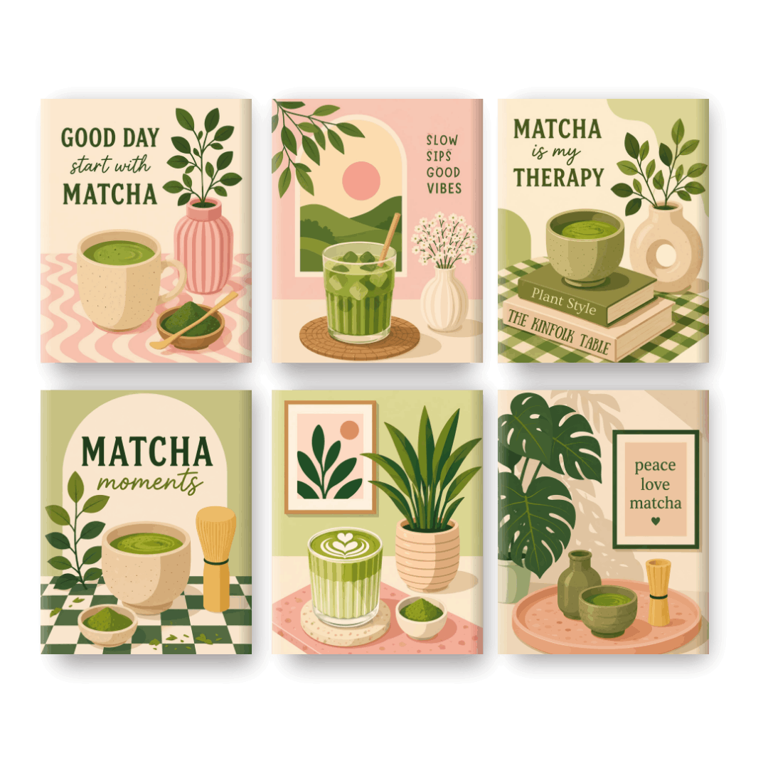 6 Mini Paintings | Matcha Therapy Set