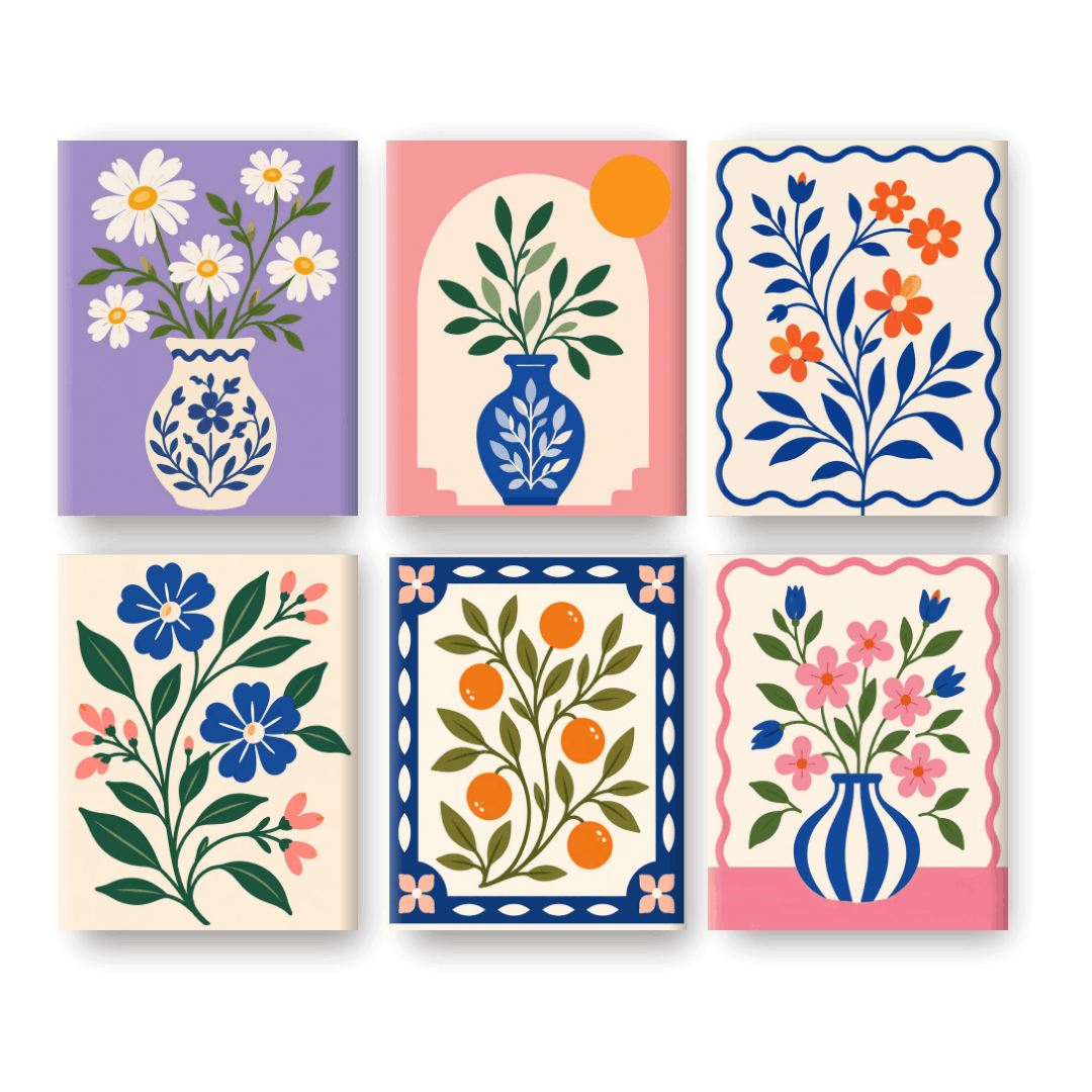 6 Mini Paintings | White Daisy Set