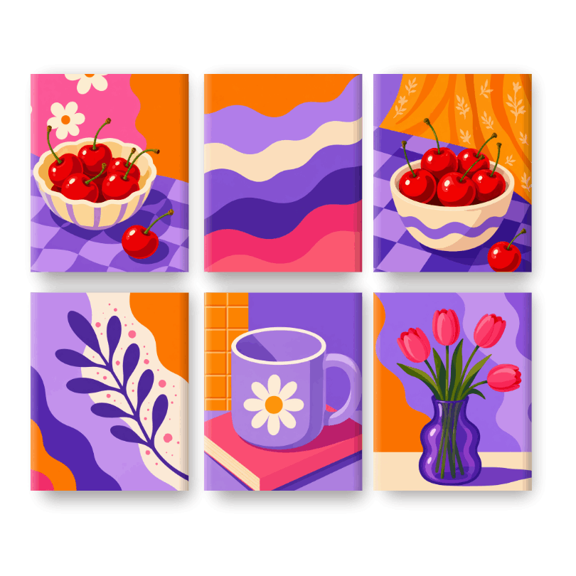 6 Mini Paintings | Sweet Cherry Set