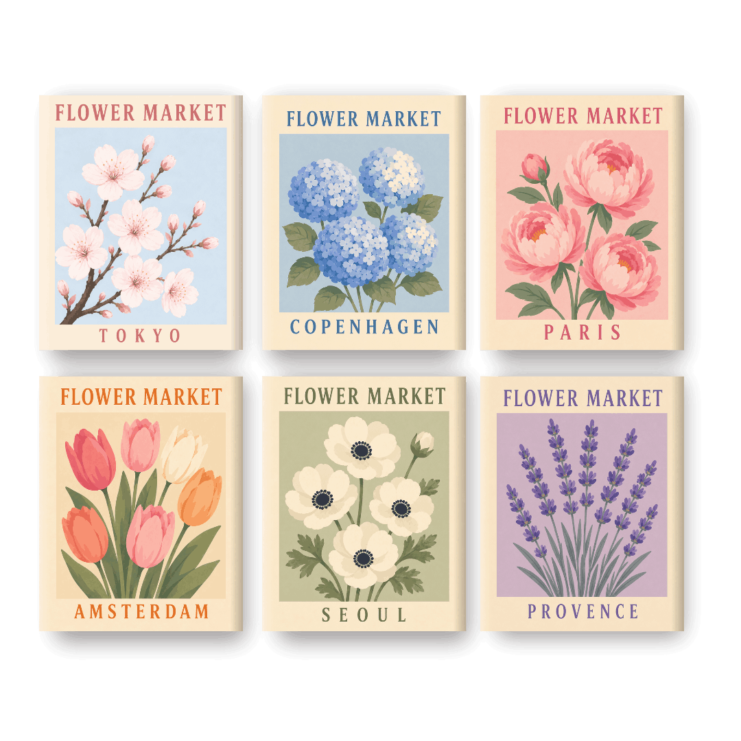 6 Mini Paintings | Flower Market Set