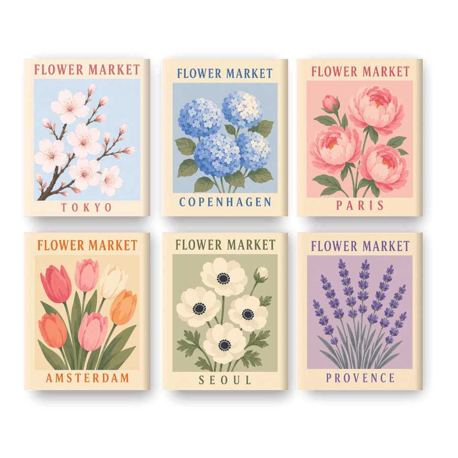 6 Mini Paintings | Flower Market Set
