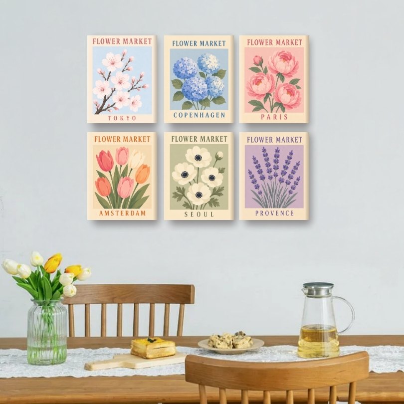 6 Mini Paintings | Flower Market Set