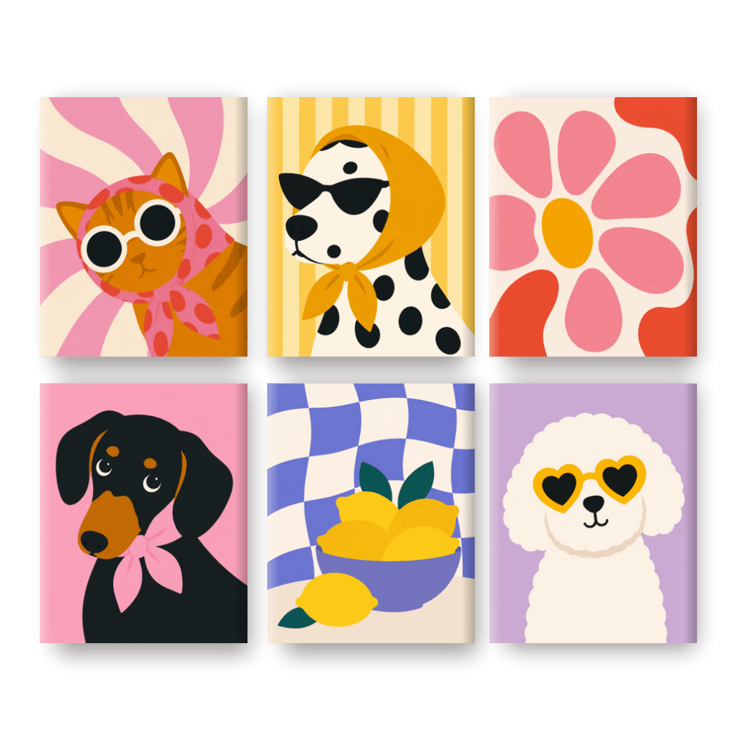 6 Mini Paintings | Groovy Pets Set