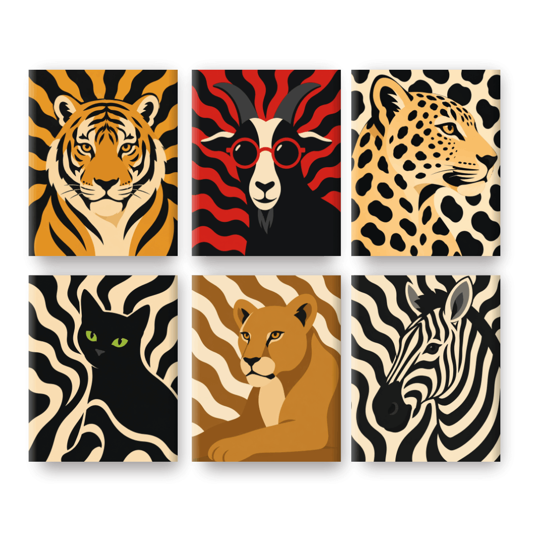 6 Mini Paintings | Patterns Zoo Set