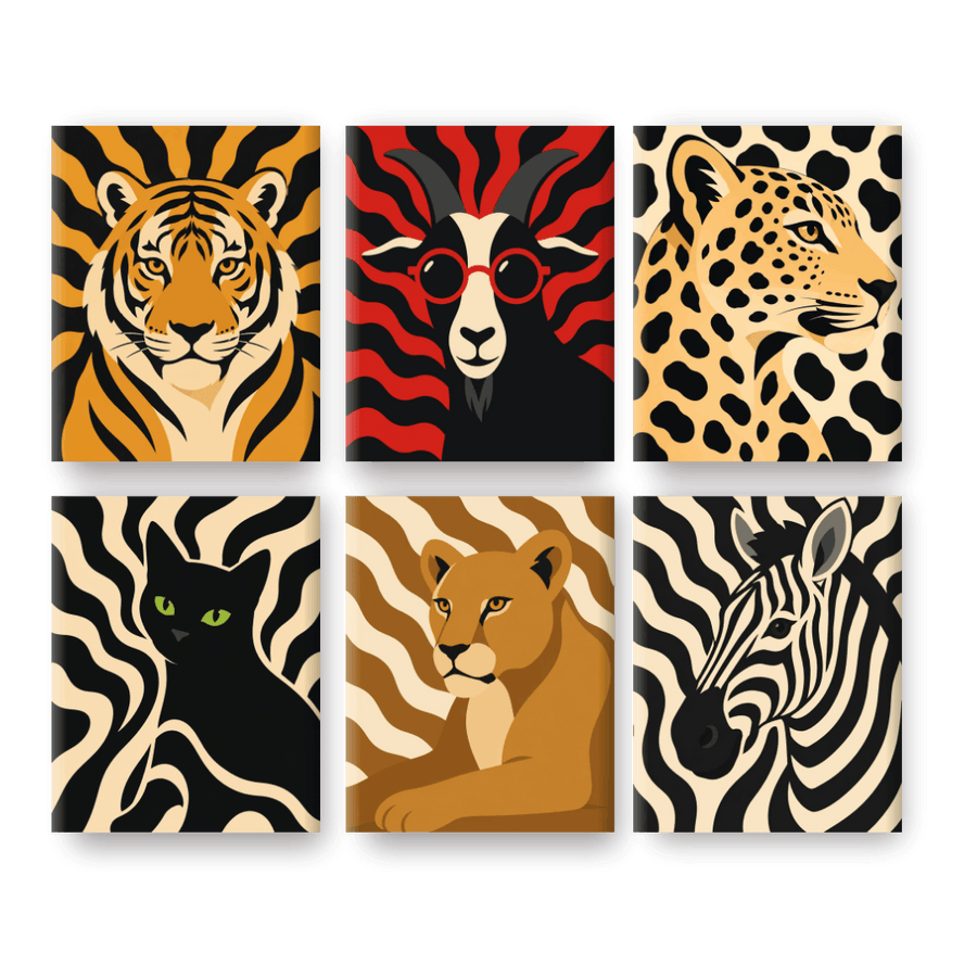 6 Mini Paintings | Patterns Zoo Set