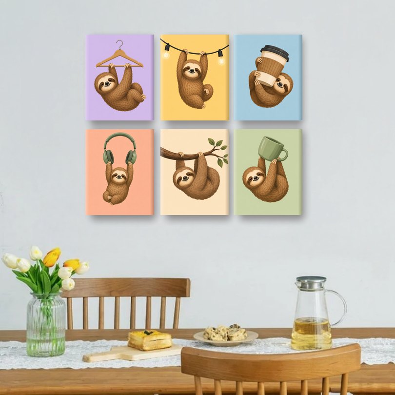 6 Mini Paintings | Hang In There Set