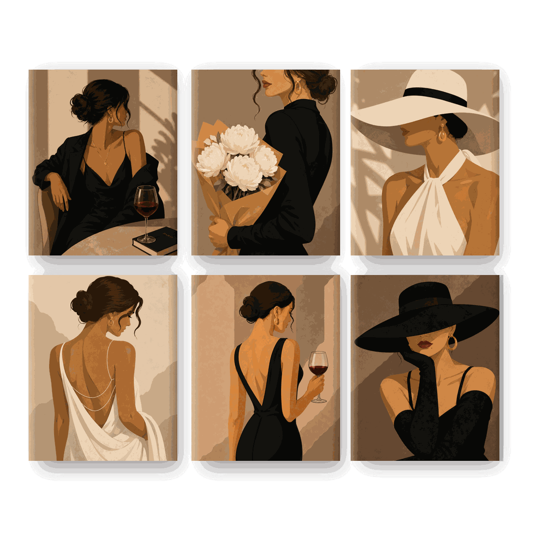 6 Mini Paintings | Paris Nights Set