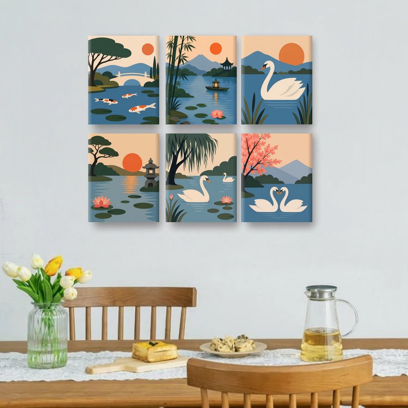 6 Mini Paintings | Koi Garden Set