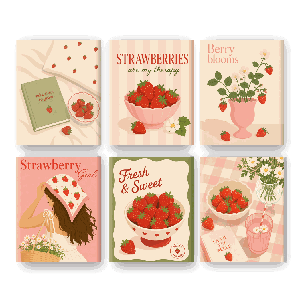 6 Mini Paintings | Strawberry Garden Set