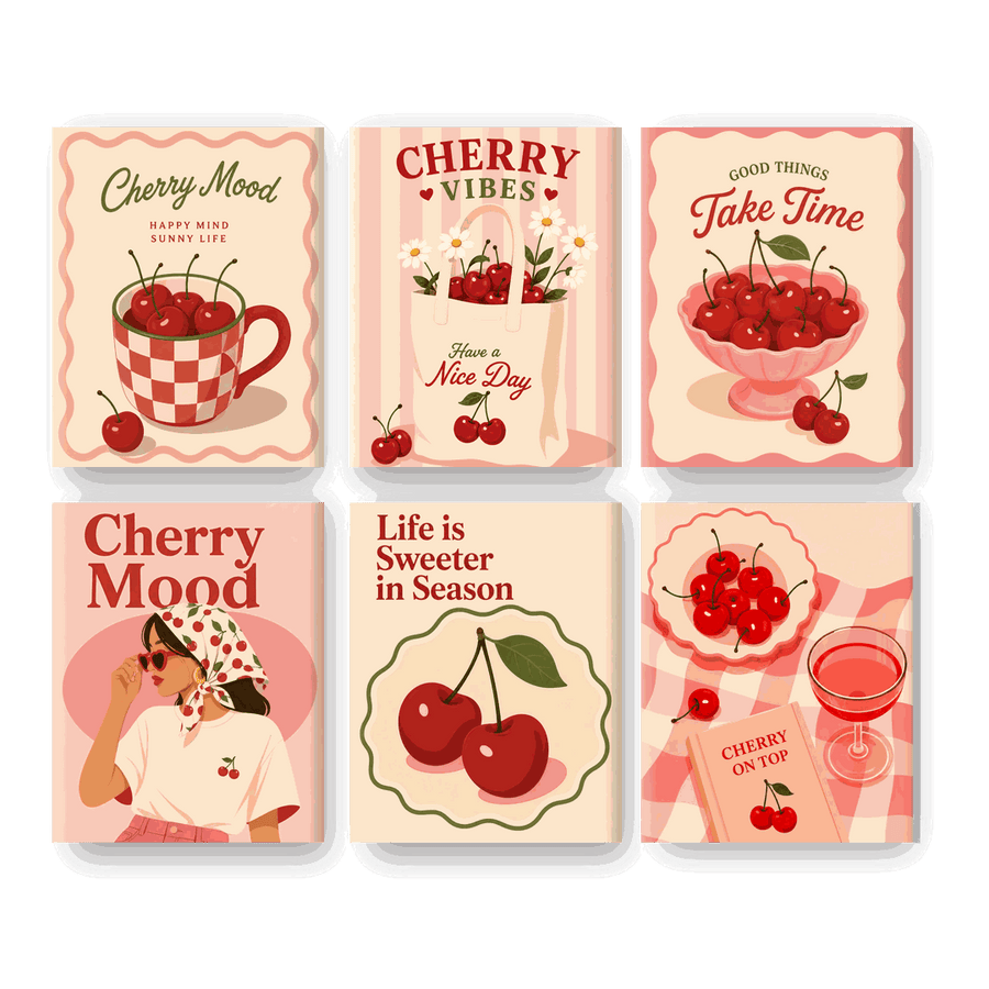 6 Mini Paintings | Cherry Mood Set