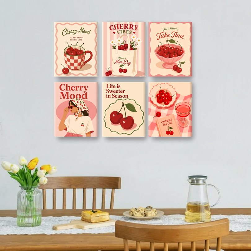 6 Mini Paintings | Cherry Mood Set