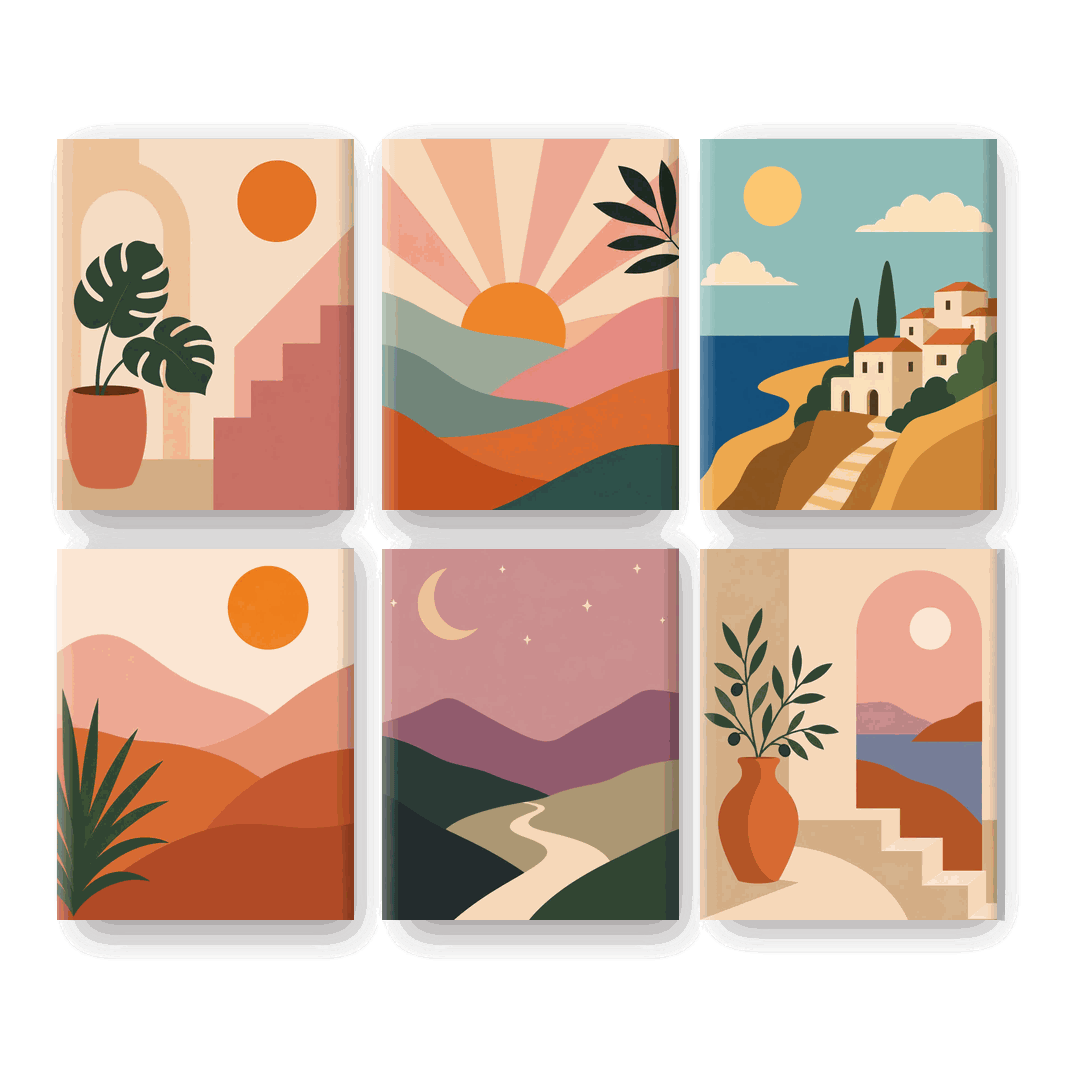 6 Mini Paintings | Monstera Home Set