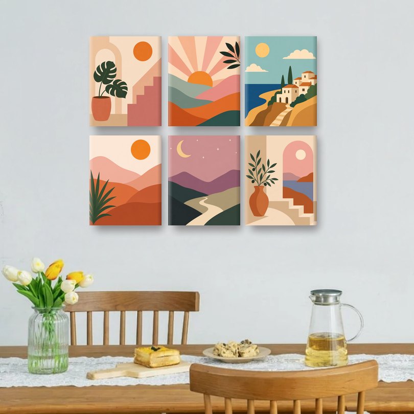 6 Mini Paintings | Monstera Home Set