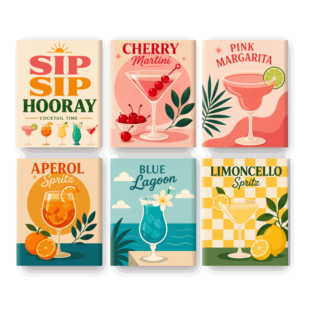 6 Mini Paintings | Sip Sip Hooray Set