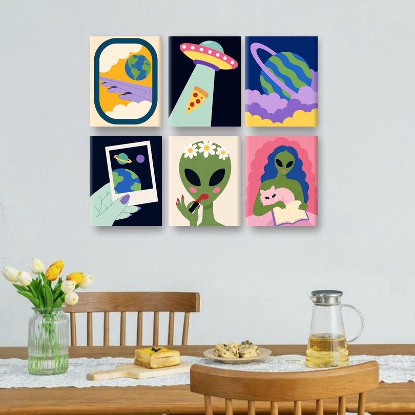 6 Mini Paintings | UFO Glam Set