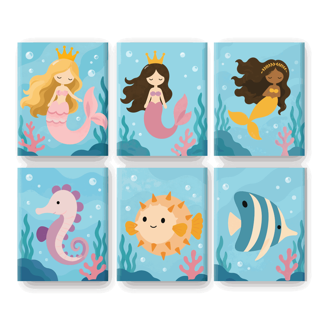 6 Mini Paintings | Under the Sea Friends Set