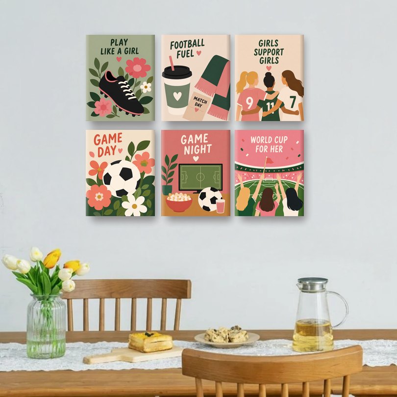 6 Mini Paintings | Football Girl Set