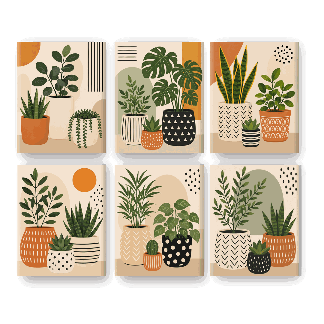 6 Mini Paintings | Plant Trio Set