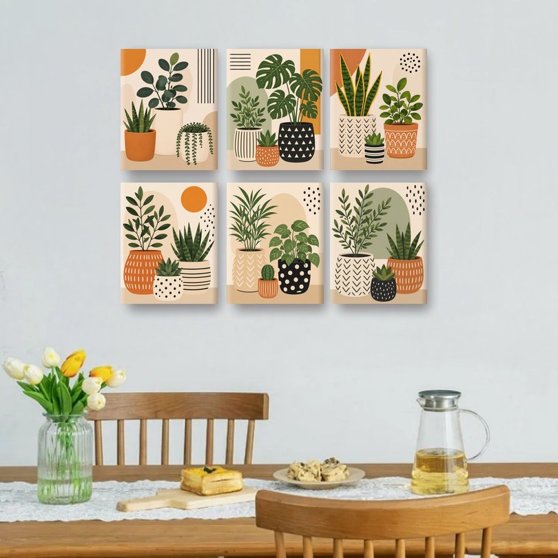 6 Mini Paintings | Plant Trio Set