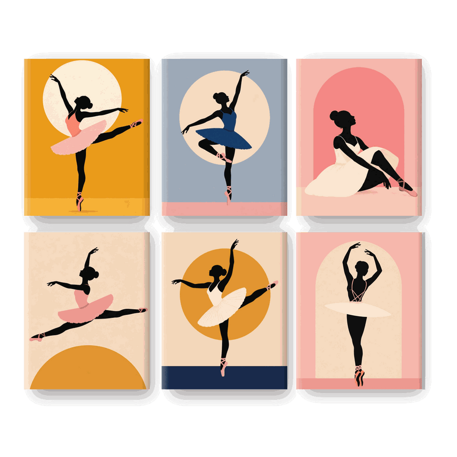 6 Mini Paintings | Ballet Silhouette Set