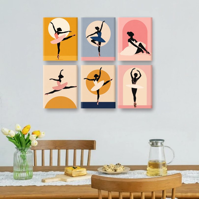 6 Mini Paintings | Ballet Silhouette Set