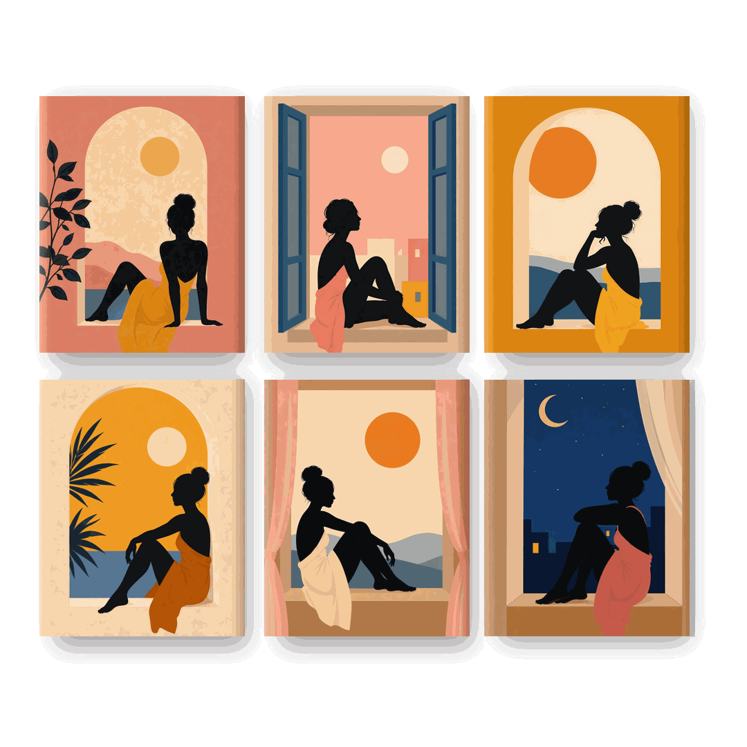 6 Mini Paintings | Sunset Window Set