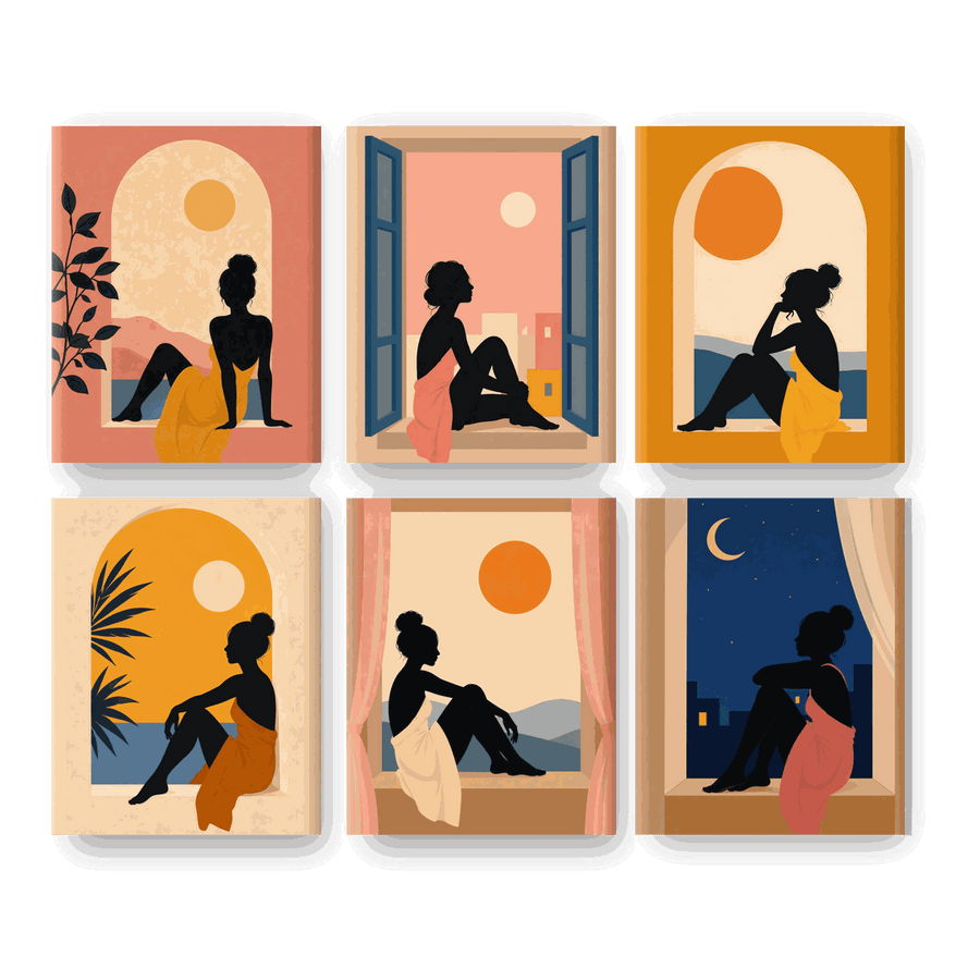 6 Mini Paintings | Sunset Window Set