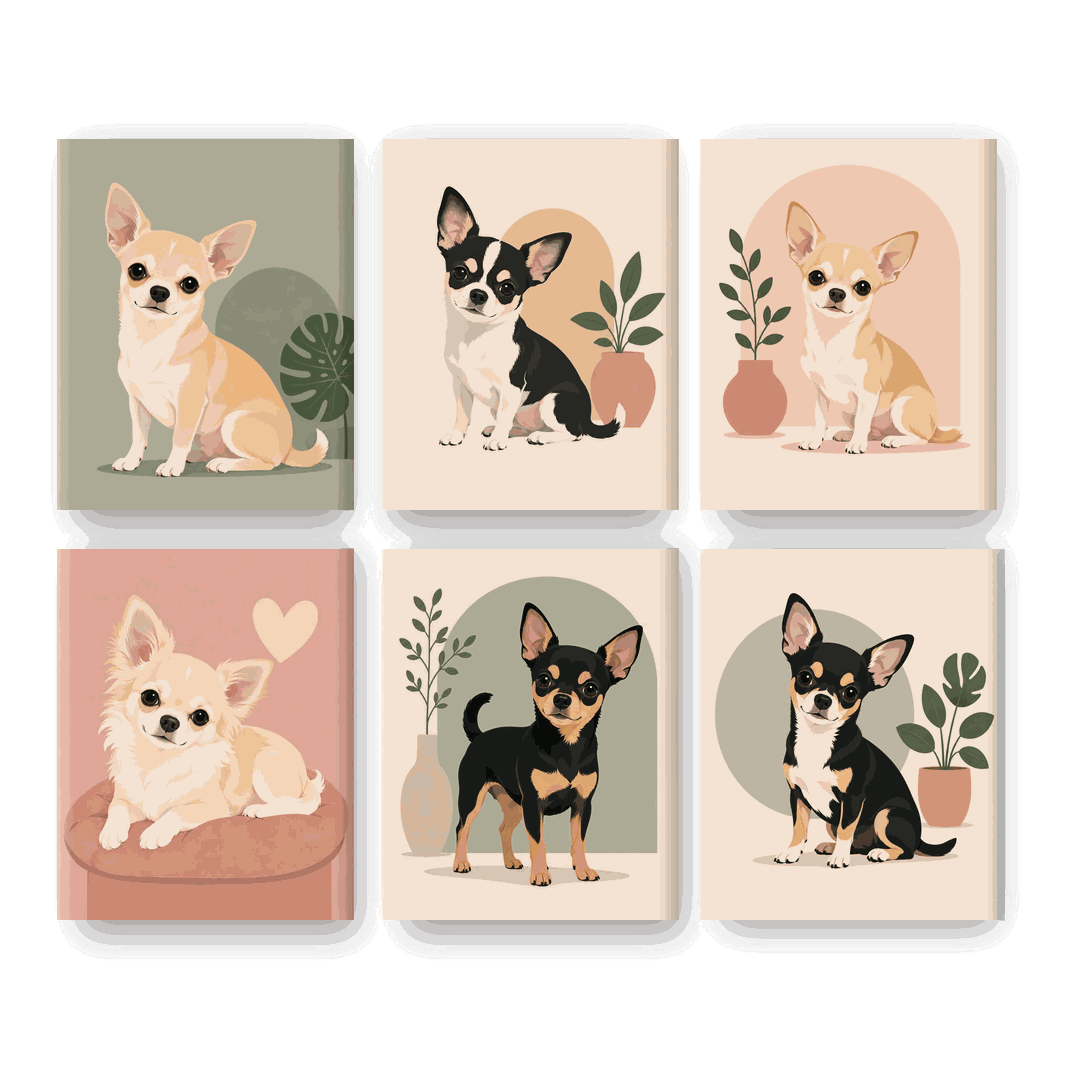 6 Mini Paintings | Chihuahua Set