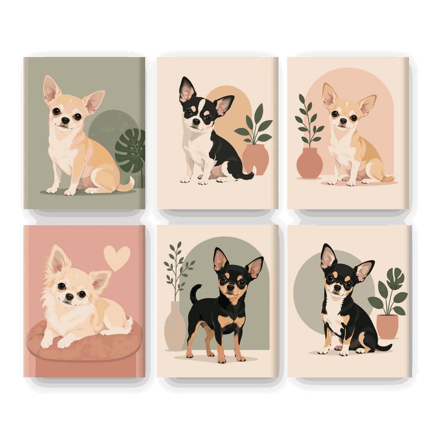 6 Mini Paintings | Chihuahua Set
