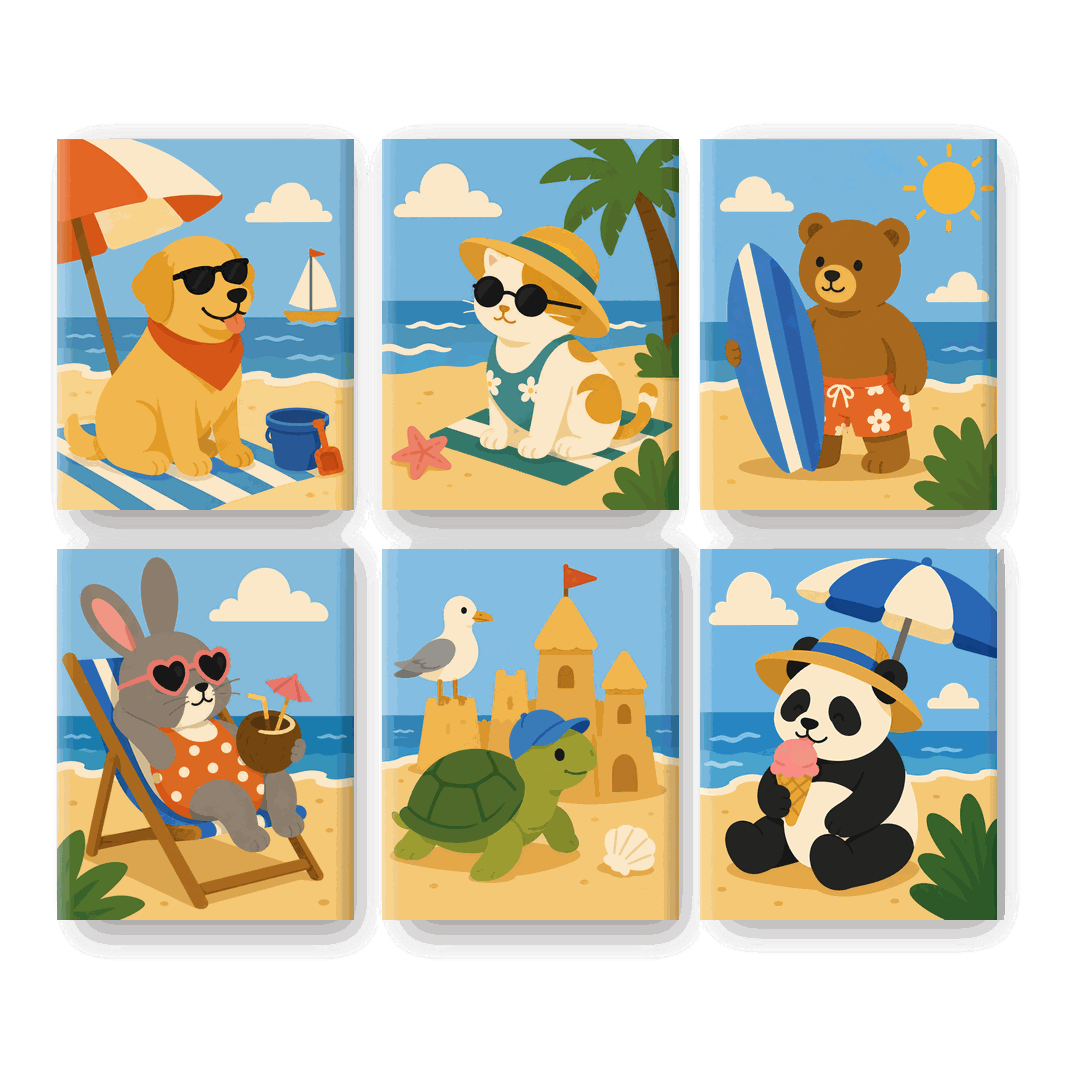 6 Mini Paintings | Beach Golden Set