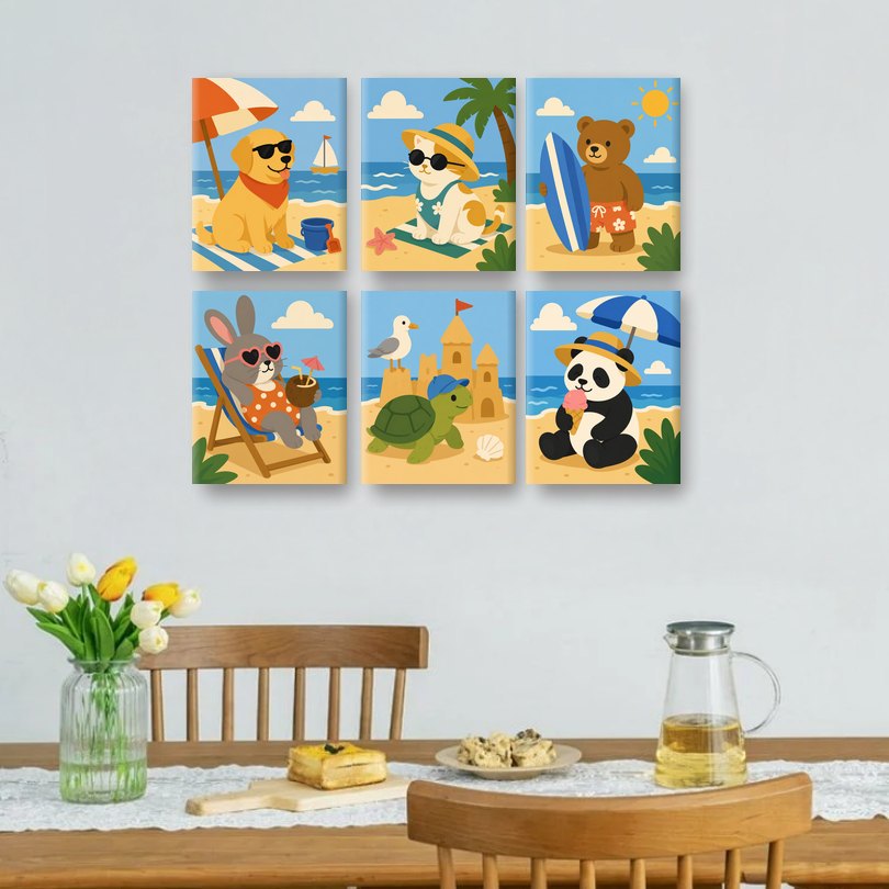 6 Mini Paintings | Beach Golden Set