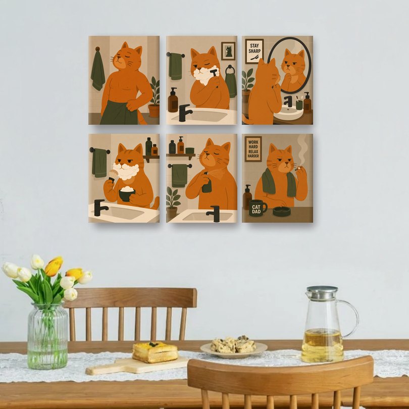 6 Mini Paintings | Cat Dad Set