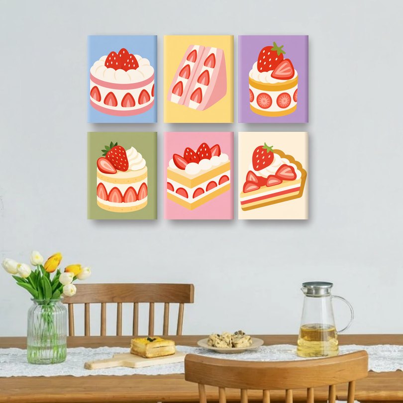 6 Mini Paintings | Berry Bakery Set