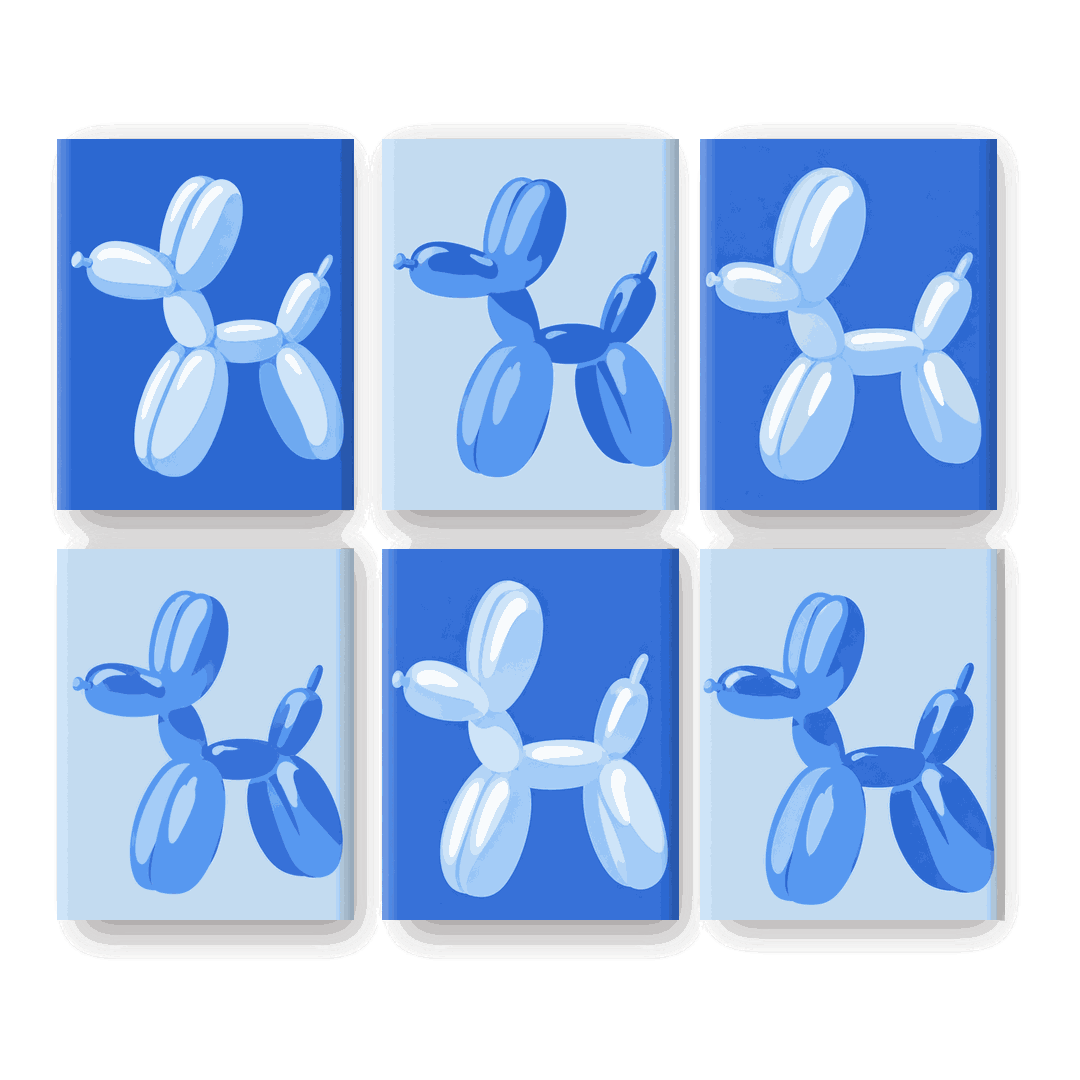 6 Mini Paintings | Blue Balloon Pop Set