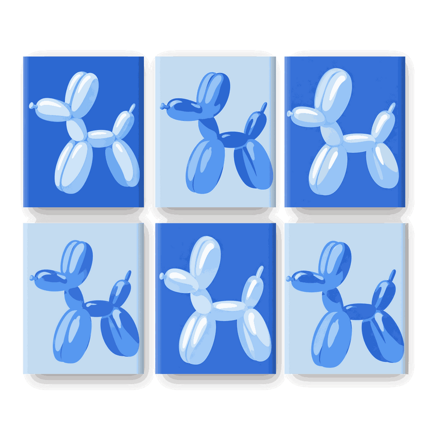6 Mini Paintings | Blue Balloon Pop Set
