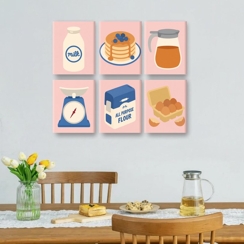 6 Mini Paintings | Blueberry Pancakes Set