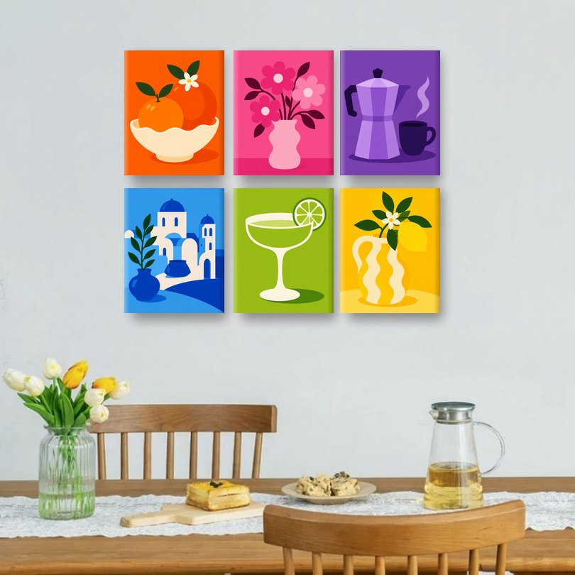 6 Mini Paintings | Colorful Vibes Set