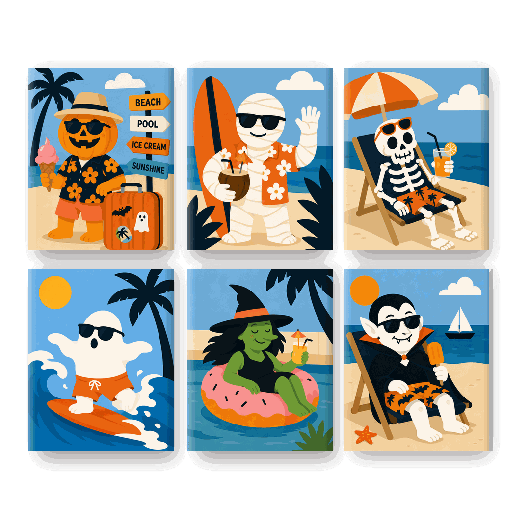 6 Mini Paintings | Halloween Summer Set