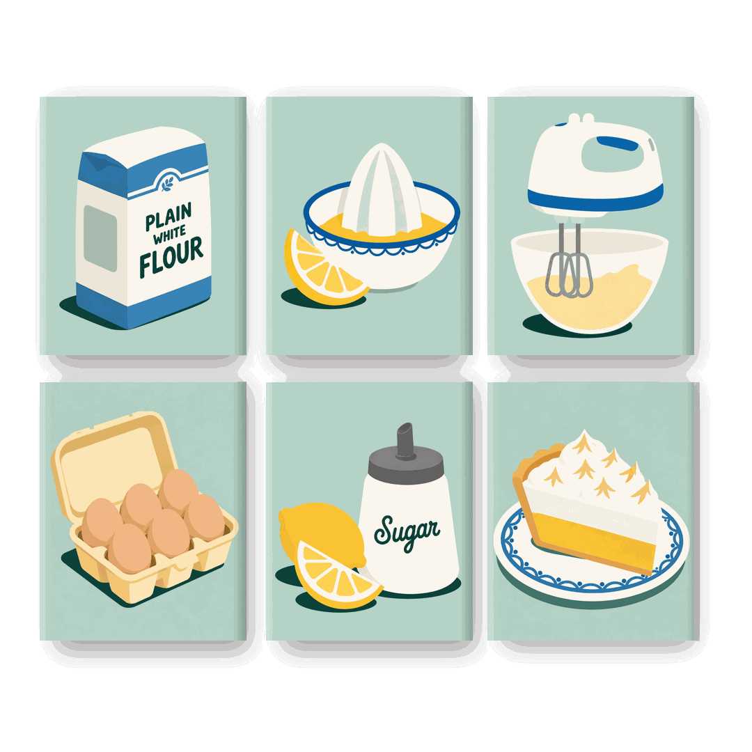 6 Mini Paintings | Lemon Meringue Pie Set
