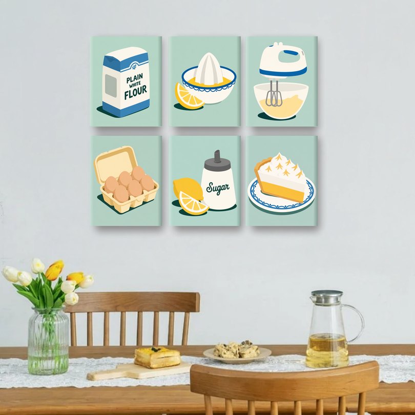 6 Mini Paintings | Lemon Meringue Pie Set