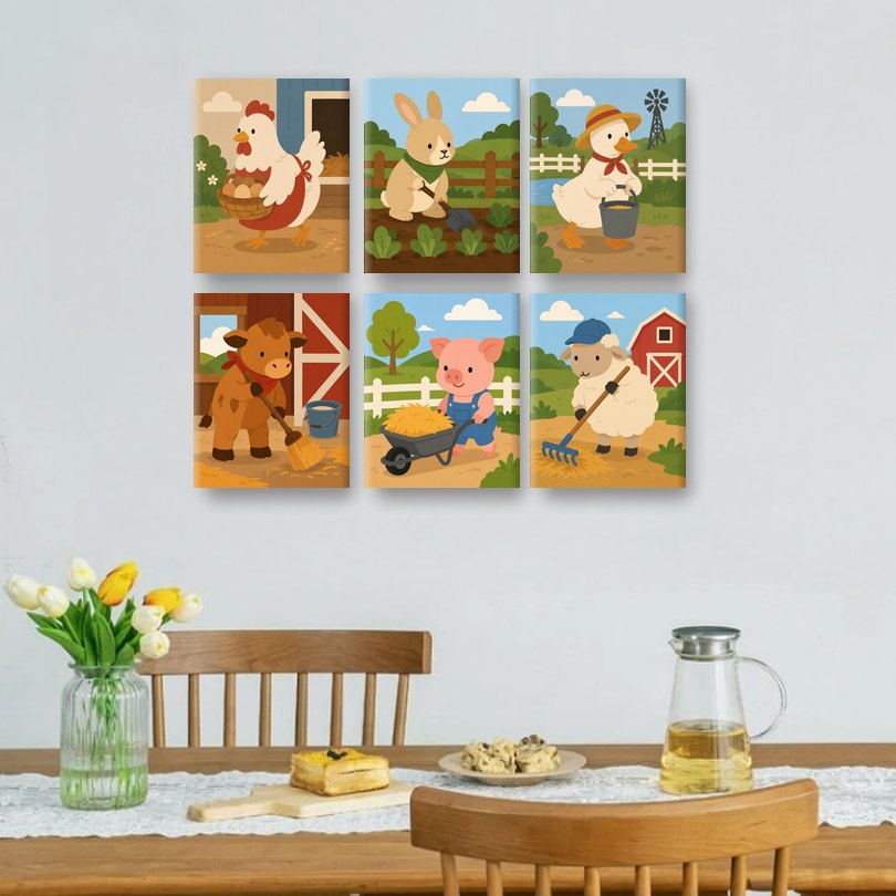 6 Mini Paintings | Happy Hen Set