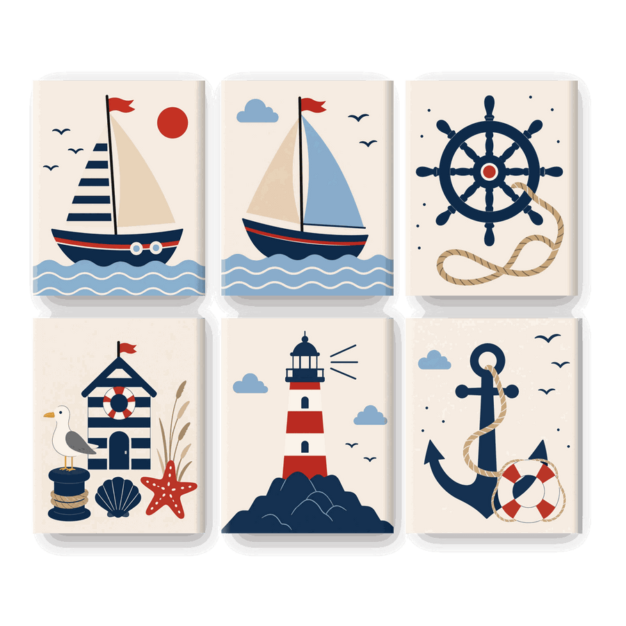 6 Mini Paintings | Nautical Set