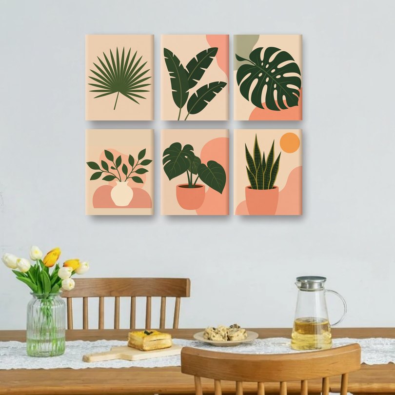 6 Mini Paintings | Tropical Leaves Set
