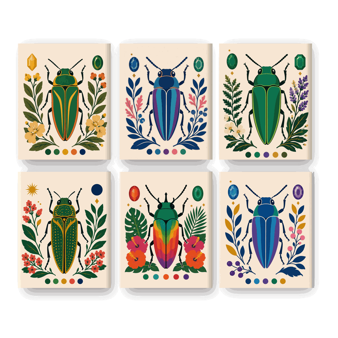 6 Mini Paintings | Beetle Set