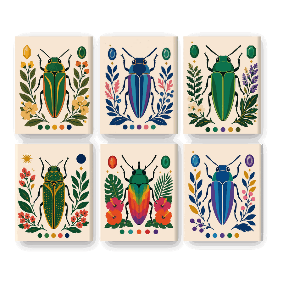 6 Mini Paintings | Beetle Set