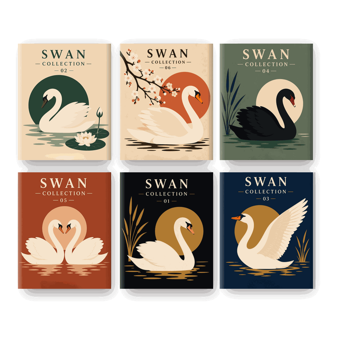 6 Mini Paintings | Swan Set