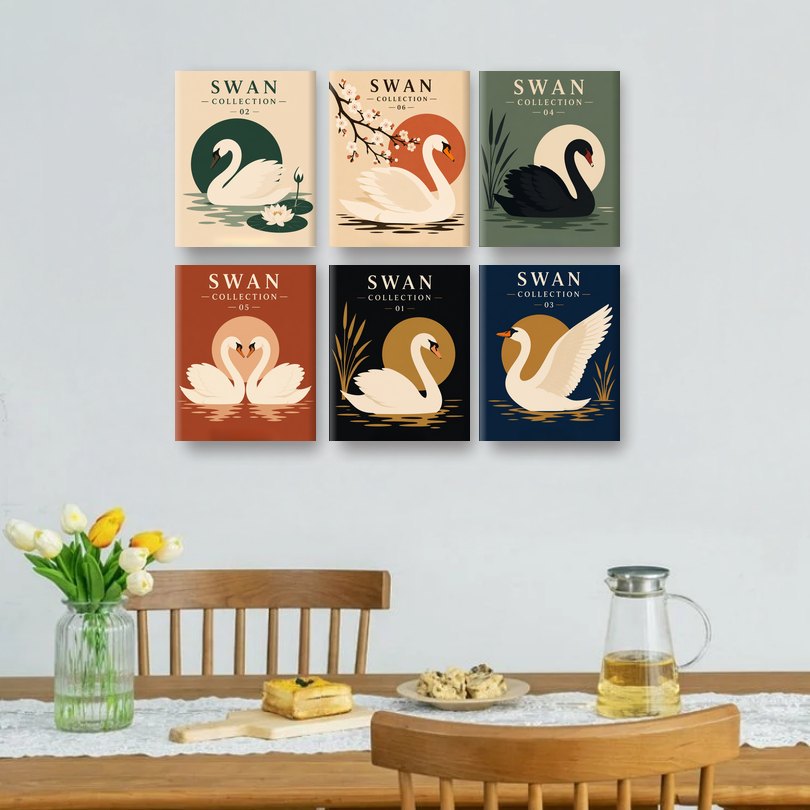 6 Mini Paintings | Swan Set