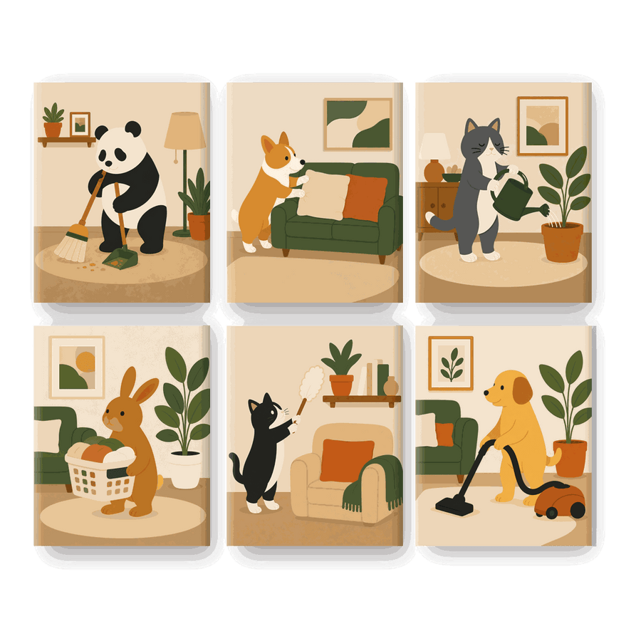 6 Mini Paintings | Busy Animals Set